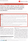 Cover page: Influenza A H3N2 subtype virus NS1 protein targets into the nucleus and binds primarily via its C-terminal NLS2/NoLS to nucleolin and fibrillarin