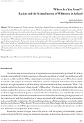 Cover page: "Where Are You From?": Racism and the Normalization of Whiteness in Iceland