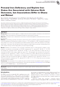 Cover page: Prenatal Iron Deficiency and Replete Iron Status Are Associated with Adverse Birth Outcomes, but Associations Differ in Ghana and Malawi