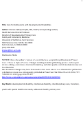 Cover page: Primary Care for Adolescents with Developmental Disabilities