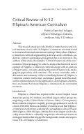 Cover page: Critical Review of K–12 Filipina/o American Curriculum