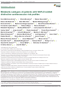 Cover page: Metabolic subtypes of patients with NAFLD exhibit distinctive cardiovascular risk profiles