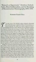 Cover page: Research as Opportunity: Alrutheus Ambush Taylor, Black Intellectualism, and the Remaking of Reconstruction Historiography, 1893-1954