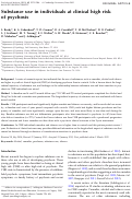 Cover page: Substance use in individuals at clinical high risk of psychosis