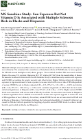 Cover page: MS Sunshine Study: Sun Exposure But Not Vitamin D Is Associated with Multiple Sclerosis Risk in Blacks and Hispanics