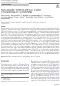 Cover page: Plasma biomarkers for Alzheimer’s Disease in relation to neuropathology and cognitive change