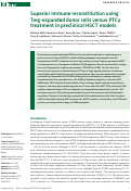 Cover page: Superior immune reconstitution using Treg-expanded donor cells versus PTCy treatment in preclinical HSCT models