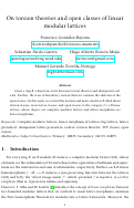 Cover page: On torsion theories and open classes of linear modular lattices