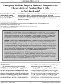 Cover page: Emergency Medicine Program Directors’ Perspectives on Changes to Step 1 Scoring: Does It Help or Hurt Applicants?