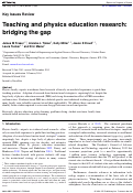 Cover page: Teaching and physics education research: bridging the gap