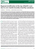 Cover page: Regional stratification at the top of Earth's core due to core–mantle boundary heat flux variations