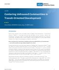 Cover page: Centering Unhoused Communities in Transit-Oriented Development