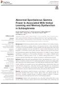 Cover page: Abnormal Spontaneous Gamma Power Is Associated With Verbal Learning and Memory Dysfunction in Schizophrenia