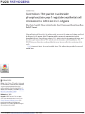 Cover page: Correction: The purine nucleoside phosphorylase pnp-1 regulates epithelial cell resistance to infection in C. elegans.