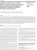 Cover page: Analysis of “Accuracy of a 14-Day Factory Calibrated Continuous Glucose Monitoring System With Advanced Algorithm in Pediatric and Adult Population With Diabetes”