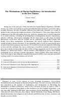 Cover page: The Mechanisms of Market Inefficiency:  An Introduction to the New Finance