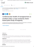 Cover page: Cardiovascular health of nonagenarians in southern Italy: a cross-sectional, home-based pilot study of longevity.