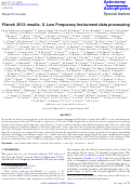 Cover page: Planck 2013 results. II. Low Frequency Instrument data processing