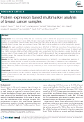 Cover page: Protein expression based multimarker analysis of breast cancer samples