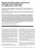 Cover page: Hepatic GATA4 regulates cholesterol and triglyceride homeostasis in collaboration with LXRs