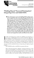 Cover page: Thinking Beyond “Increased Participation”: Integrating Civics and Adult ESOL