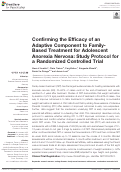 Cover page: Confirming the Efficacy of an Adaptive Component to Family-Based Treatment for Adolescent Anorexia Nervosa: Study Protocol for a Randomized Controlled Trial