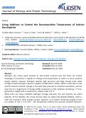 Cover page: Using Additives to Control the Decomposition Temperature of Sodium Borohydride