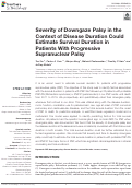 Cover page: Severity of Downgaze Palsy in the Context of Disease Duration Could Estimate Survival Duration in Patients With Progressive Supranuclear Palsy.