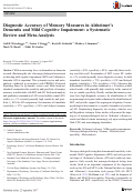 Cover page: Diagnostic Accuracy of Memory Measures in Alzheimer’s Dementia and Mild Cognitive Impairment: a Systematic Review and Meta-Analysis