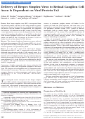Cover page: Delivery of Herpes Simplex Virus to Retinal Ganglion Cell Axon Is Dependent on Viral Protein Us9HSV Us9 in Axonal Delivery of Viral Genome