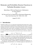 Cover page of Moments and Probability Density Functions in Turbulent Boundary Layers