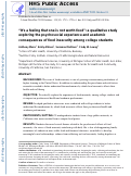 Cover page: “It’s a Feeling That One Is Not Worth Food”: A Qualitative Study Exploring the Psychosocial Experience and Academic Consequences of Food Insecurity Among College Students