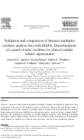 Cover page: Validation and comparison of luminex multiplex cytokine analysis kits with ELISA: Determinations of a panel of nine cytokines in clinical sample culture supernatants