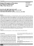 Cover page: Patient Perception of Providers: Do Patients Understand Who Their Doctor Is?