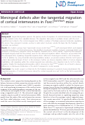 Cover page: Meningeal Defects alter the tangential migration of cortical interneurons in Foxc1hith/hith mice