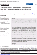 Cover page: Arthropods are kin: Operationalizing Indigenous data sovereignty to respectfully utilize genomic data from Indigenous lands.