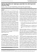 Cover page: Optimal algorithms for haplotype assembly from whole-genome sequence data