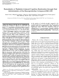 Cover page: Remediation of Radiation-Induced Cognitive Dysfunction through Oral Administration of the Neuroprotective Compound NSI-189