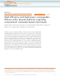 Cover page: High-efficiency and high-power rechargeable lithium–sulfur dioxide batteries exploiting conventional carbonate-based electrolytes