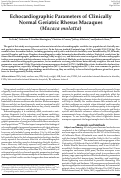 Cover page: Echocardiographic Parameters of Clinically Normal Geriatric Rhesus Macaques (Macacamulatta).