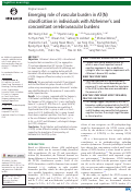 Cover page: Emerging role of vascular burden in AT(N) classification in individuals with Alzheimers and concomitant cerebrovascular burdens.