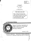 Cover page: HOSPITAL VENTILATION STANDARDS AND ENERGY CONSERVATION: PROCEEDINGS OP THE 1978 INTERNATIONAL WORKING CONFERENCE