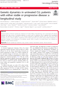 Cover page: Genetic dynamics in untreated CLL patients with either stable or progressive disease: a longitudinal study