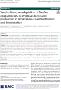 Cover page: Seed culture pre-adaptation of Bacillus coagulans MA-13 improves lactic acid production in simultaneous saccharification and fermentation