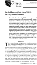 Cover page: The Re-Placement Test: Using TOEFL for Purposes of Placement