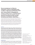 Cover page: Recommendations for Effective Integration of Ethics and Responsible Conduct of Research (E/RCR) Education into Course-Based Undergraduate Research Experiences: A Meeting Report