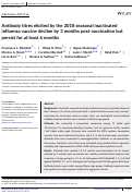 Cover page: Antibody titres elicited by the 2018 seasonal inactivated influenza vaccine decline by 3&nbsp;months post-vaccination but persist for at least 6&nbsp;months.