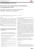 Cover page: Effects of fatty acid amide hydrolase (FAAH) inhibitors on working memory in rats