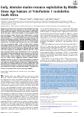 Cover page: Early, intensive marine resource exploitation by Middle Stone Age humans at Ysterfontein 1 rockshelter, South Africa
