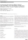 Cover page: Sun Protection Intervention for Highway Workers: Long-Term Efficacy of UV Photography and Skin Cancer Information on Men’s Protective Cognitions and Behavior